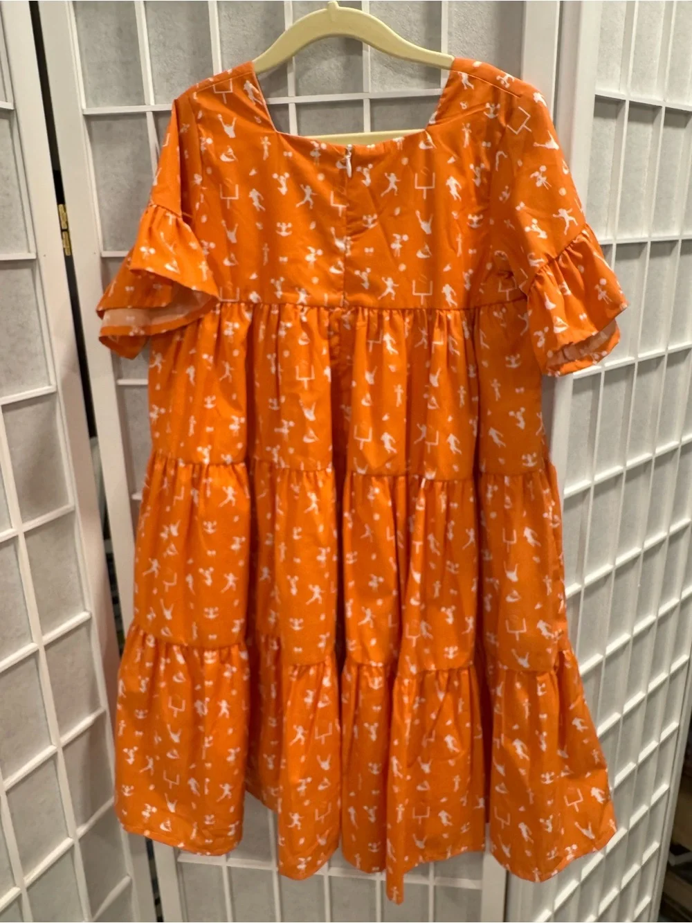 The Yellow Lamb Girls Game Day Orange & White Dress